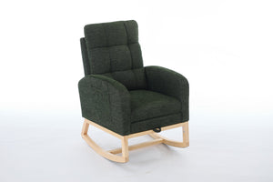 English Elm Modern Accent Rocking Chair With Solid Wood Legs, Cozy Footrest, And Stylish Side Pocket For Relaxation W2725P276959