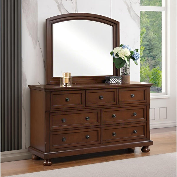 English Elm Meade Solid Wood Bedroom Chest with Felt-Lined Top Drawer, Dovetail Joints & Full-Extension Drawers Cherry 21 L x 63 W x 35.5 H B078P384075