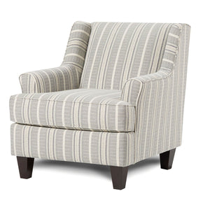 English Elm Stripe Modern Upholstered Chair with Round Track Arms, Welt Cord Trim & Tapered Wood Feet, Compact Comfort B2741P376932