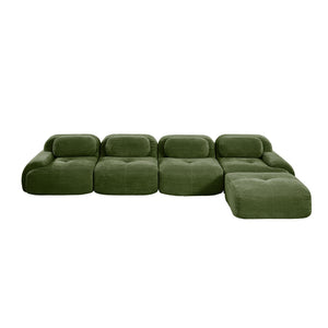English Elm 4-seat Modular Corduroy Sectional Sofa with Curved Armrests for Living Rooms Olive Green W714S01262