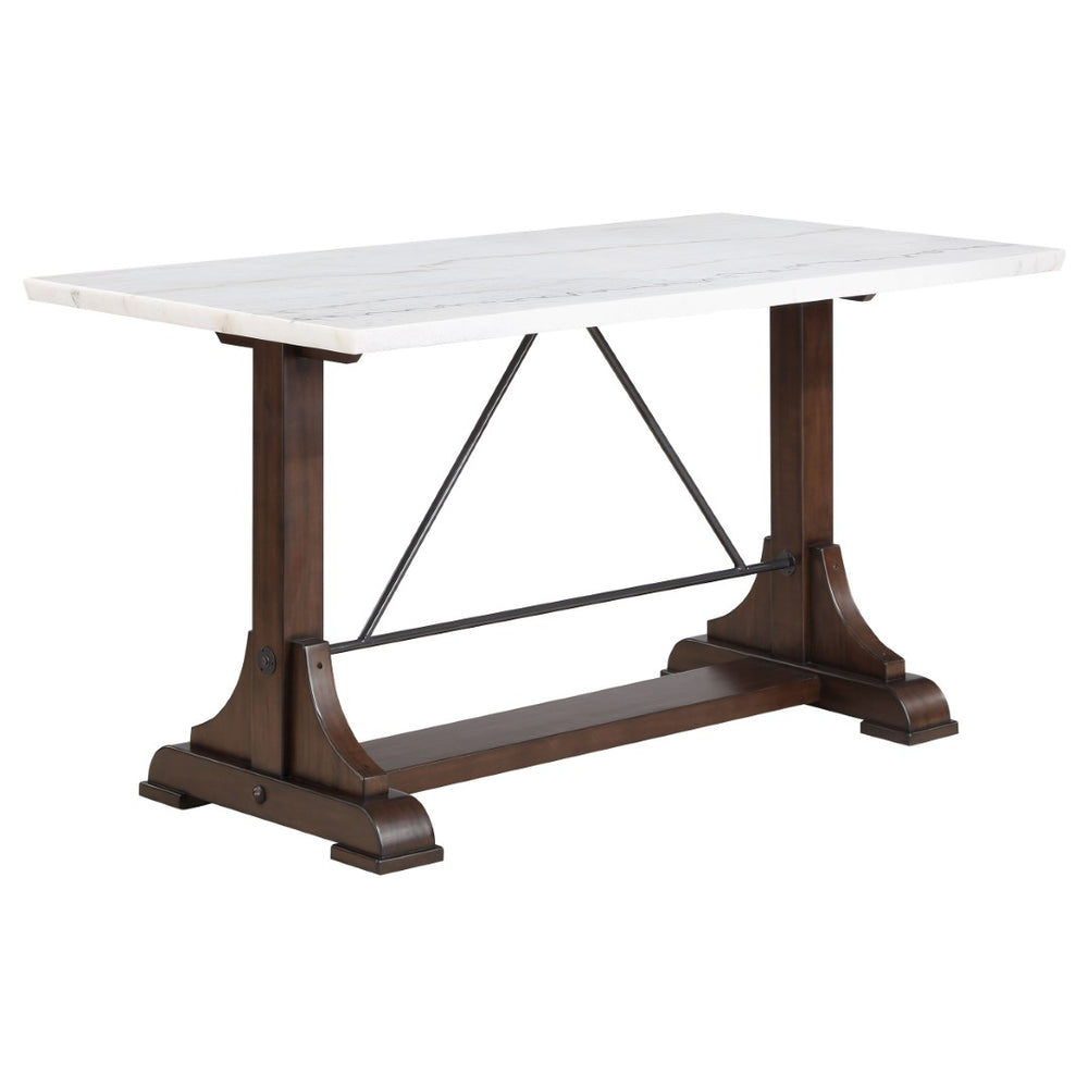 English Elm Tremont Genuine Marble Top Trestle Counter Height Dining Table Seats Six B062S01392