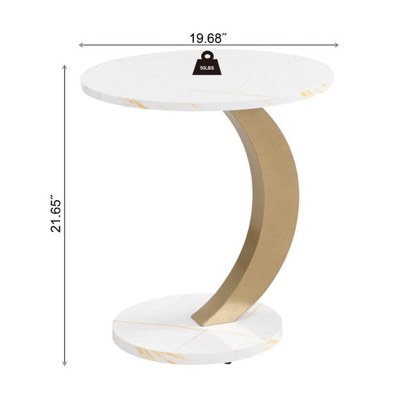 English Elm Modern Nesting Coffee Table Set - Stylish Oval & Round Side Tables With Golden Metal Frame, Chic Design W821S00001-GIGA