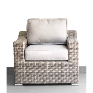 English Elm LSI 4-Seater Wicker Conversation Set with Cushions — All-Weather Aluminum Frame, HDPE Wicker Comfort B120S00066