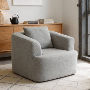 English Elm 360° 360 Swivel Teddy Velvet Accent Chair Plush Cocoon Seat for Living Room or Bedroom Dark Gray W5385P433233