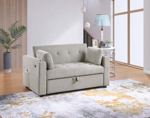 English Elm Laurelle Corduroy Sleeper Loveseat with Usb Charging Tufted Compact Sofa Bed B2749P413231