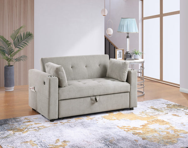 English Elm Laurelle Corduroy Sleeper Loveseat with Usb Charging Tufted Compact Sofa Bed B2749P413231