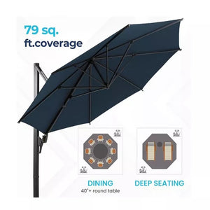 English Elm 11 Ft Cantilever Patio Umbrella Upf 50 Plus Aluminum Pole with Foot Pedal Rotation B082P454951