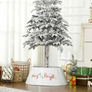 English Elm HOMCOM Cream White 26" Christmas Tree Collar Ring – Metal Stand Cover, Pet-Safe, Wrinkle-Free Decor W2225P173952