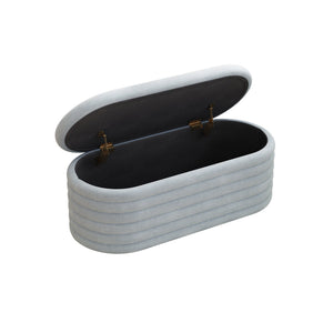 English Elm Storage Chenille Ottoman Bench Upholstered Fabric with Safety Hinge, Plush Seat, 350lb Support, Hidden Storage LIGHT GREY W2336P251244