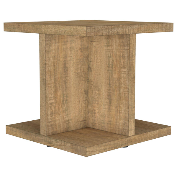 English Elm Metron Mango 2-Piece Coffee & End Table Set – Rustic Mango Finish, Engineered Wood, Lower Shelf Storage, Modern Lines B062S01302