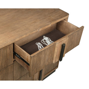 English Elm Moraga Fluted Ash Veneer Six Drawer Dresser with Warm Tonal Finish for Modern Bedrooms B062P451802