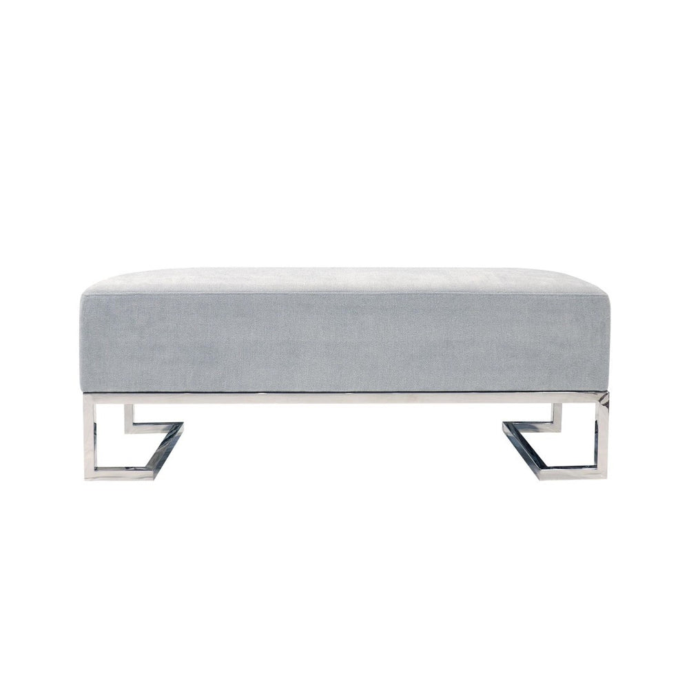 Pasargad Home Luxe Upholstered Bench – Elegant Ivory Seating With Sturdy Stainless Steel Legs Blue Polyester Y-1036b