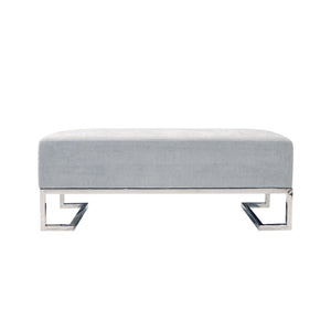 Pasargad Home Luxe Upholstered Bench – Elegant Ivory Seating With Sturdy Stainless Steel Legs Blue Polyester Y-1036b