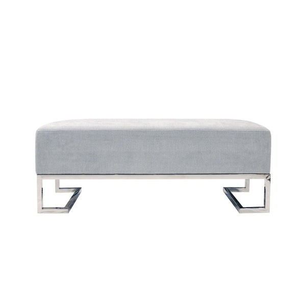 Pasargad Home Luxe Upholstered Bench – Elegant Ivory Seating With Sturdy Stainless Steel Legs Blue Polyester Y-1036b