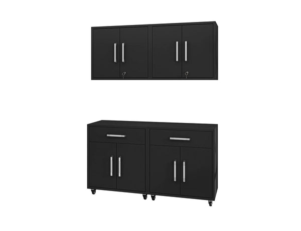 Manhattan Comfort Eiffel Modern Garage Set of 4 Matte Black 4-257BMC8