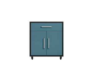 Manhattan Comfort Eiffel Modern Garage Set of 4 Matte Black and Aqua Blue 4-257BMC83