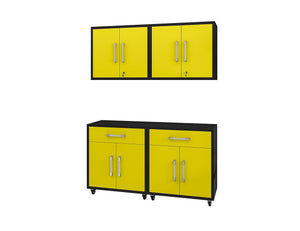 Manhattan Comfort Eiffel Modern Garage Set of 4 Matte Black and Yellow 4-257BMC84