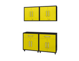 Manhattan Comfort Eiffel Modern Garage Set of 4 Matte Black and Yellow 4-257BMC84