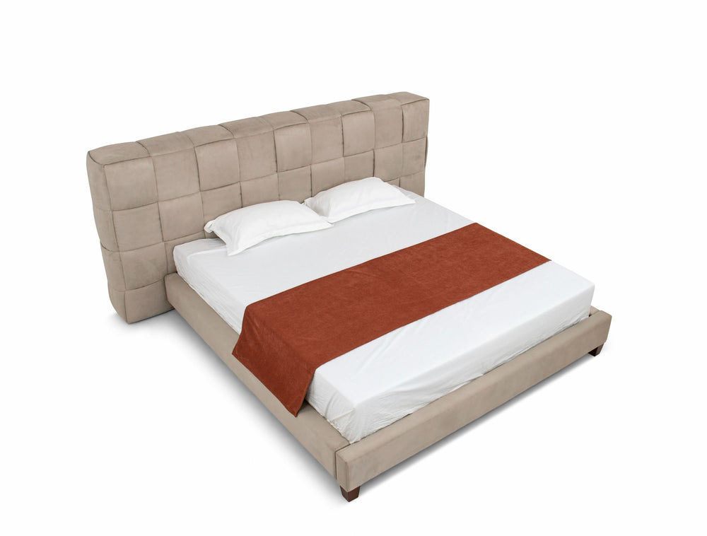 Eastern King McKamey Modern Beige Fabric Bed - Stylish Upholstered Design, No Box Spring Needed!