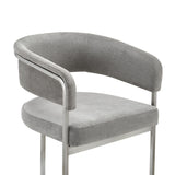 VIG Furniture Modrest Sebastian - Modern Grey Fabric + Stainless Steel Counter Chair VGGA-6251CH-C-GRY