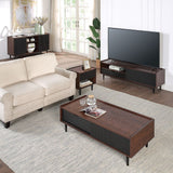 Manhattan Comfort Duane Mid-Century Modern Living Room- Set of 4 Dark Brown and Black 4-8911GLF-BK