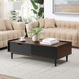 Manhattan Comfort Duane Mid-Century Modern Living Room- Set of 4 Dark Brown and Black 4-8911GLF-BK