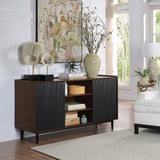 Manhattan Comfort Duane Mid-Century Modern Living Room- Set of 4 Dark Brown and Black 4-8911GLF-BK