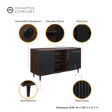 Manhattan Comfort Duane Mid-Century Modern Living Room- Set of 4 Dark Brown and Black 4-8911GLF-BK