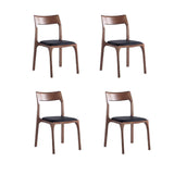 Manhattan Comfort Moderno Modern Dining Chair- Set of 4 Walnut and Black 2-DC070-BK