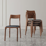 Manhattan Comfort Moderno Modern Dining Chair- Set of 4 Walnut and Black 2-DC070-BK