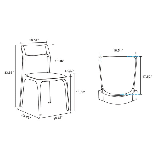 Manhattan Comfort Moderno Modern Dining Chair- Set of 4 Walnut and Black 2-DC070-BK