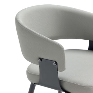 Manhattan Comfort Luce Textured Leatherette Dining Chair Set Of 4 - Modern Metal Legs For Stylish Comfort And Durability Stone Grey Metal 4-dc097-gy