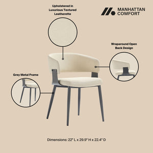 Manhattan Comfort Luce Textured Leatherette Dining Chair Set Of 4 - Modern Metal Legs For Stylish Comfort And Durability Sand Metal 4-dc097-sd