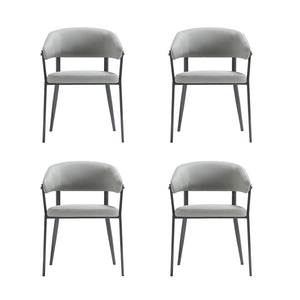 Manhattan Comfort Belle Textured Leatherette Dining Chair With Airy Design And Sleek Metal Legs – Set Of 4 For Comfort Stone Grey Metal 4-dc099-gy