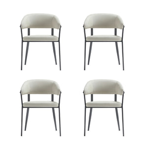 Manhattan Comfort Belle Textured Leatherette Dining Chair With Airy Design And Sleek Metal Legs – Set Of 4 For Comfort Oatmeal Metal 4-dc099-ot