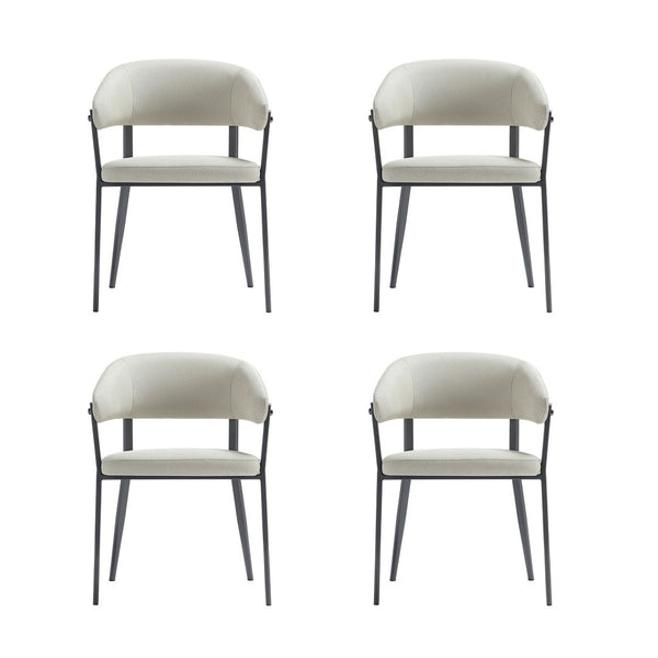 Manhattan Comfort Belle Textured Leatherette Dining Chair With Airy Design And Sleek Metal Legs – Set Of 4 For Comfort Oatmeal Metal 4-dc099-ot