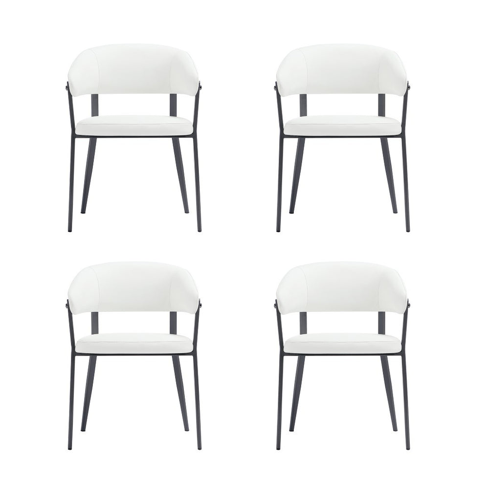 Manhattan Comfort Belle Textured Leatherette Dining Chair With Airy Design And Sleek Metal Legs – Set Of 4 For Comfort White Metal 4-dc099-wh