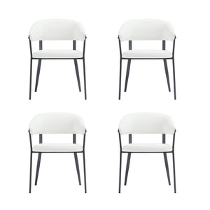 Manhattan Comfort Belle Textured Leatherette Dining Chair With Airy Design And Sleek Metal Legs – Set Of 4 For Comfort White Metal 4-dc099-wh