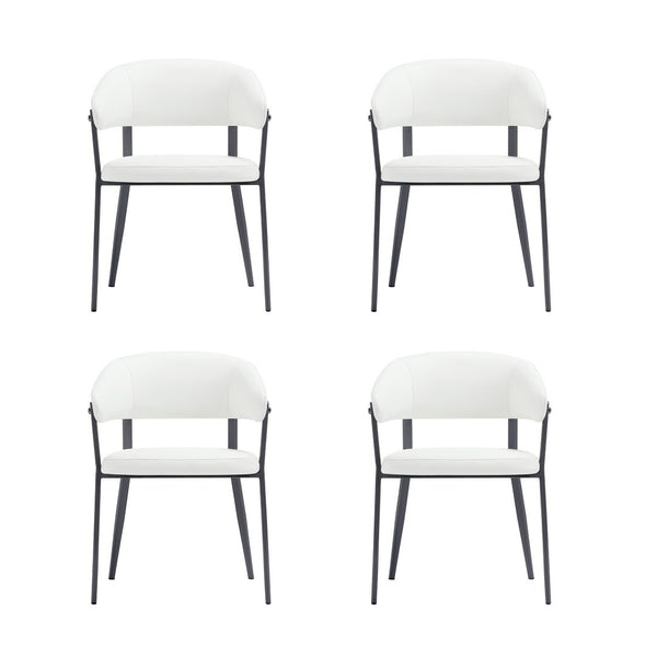 Manhattan Comfort Belle Textured Leatherette Dining Chair With Airy Design And Sleek Metal Legs – Set Of 4 For Comfort White Metal 4-dc099-wh