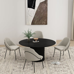 Manhattan Comfort Gracie Leatherette Dining Chair Set With Stylish Steel Legs For Modern Elegance In Any Space Stone And Black Steel 4-dc100-bst