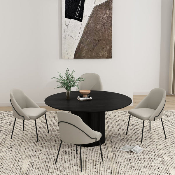 Manhattan Comfort Gracie Leatherette Dining Chair Set With Stylish Steel Legs For Modern Elegance In Any Space Stone And Black Steel 4-dc100-bst