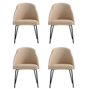 Manhattan Comfort Gracie Leatherette Dining Chair Set With Stylish Steel Legs For Modern Elegance In Any Space Tan And Black Steel 4-dc100-btn