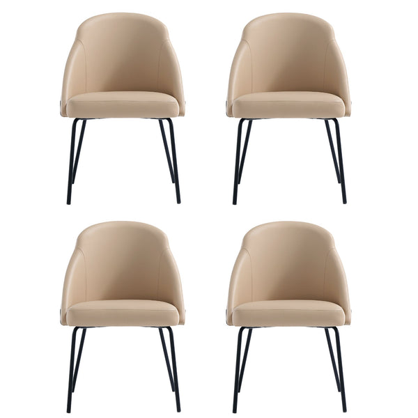 Manhattan Comfort Gracie Leatherette Dining Chair Set With Stylish Steel Legs For Modern Elegance In Any Space Tan And Black Steel 4-dc100-btn
