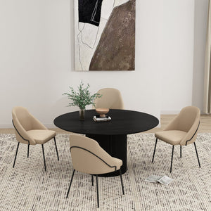 Manhattan Comfort Gracie Leatherette Dining Chair Set With Stylish Steel Legs For Modern Elegance In Any Space Tan And Black Steel 4-dc100-btn