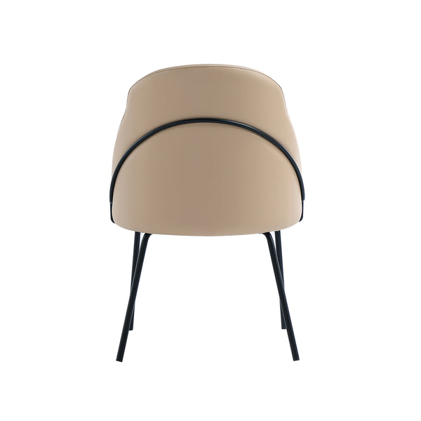 Manhattan Comfort Gracie Leatherette Dining Chair Set With Stylish Steel Legs For Modern Elegance In Any Space Tan And Black Steel 4-dc100-btn
