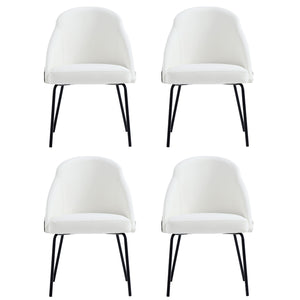 Manhattan Comfort Gracie Leatherette Dining Chair Set With Stylish Steel Legs For Modern Elegance In Any Space White And Black Steel 4-dc100-bwh
