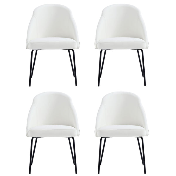 Manhattan Comfort Gracie Leatherette Dining Chair Set With Stylish Steel Legs For Modern Elegance In Any Space White And Black Steel 4-dc100-bwh