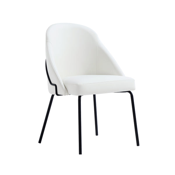 Manhattan Comfort Gracie Leatherette Dining Chair Set With Stylish Steel Legs For Modern Elegance In Any Space White And Black Steel 4-dc100-bwh