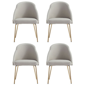 Manhattan Comfort Gracie Leatherette Dining Chair Set With Stylish Steel Legs For Modern Elegance In Any Space Stone And Gold Steel 4-dc100-gst