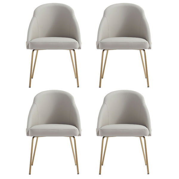 Manhattan Comfort Gracie Leatherette Dining Chair Set With Stylish Steel Legs For Modern Elegance In Any Space Stone And Gold Steel 4-dc100-gst